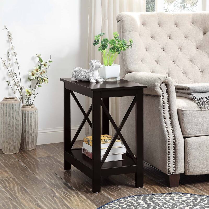 End Table With Shelf - Living Room Accent Table, Modern Design, Easy Assembly - 23.75