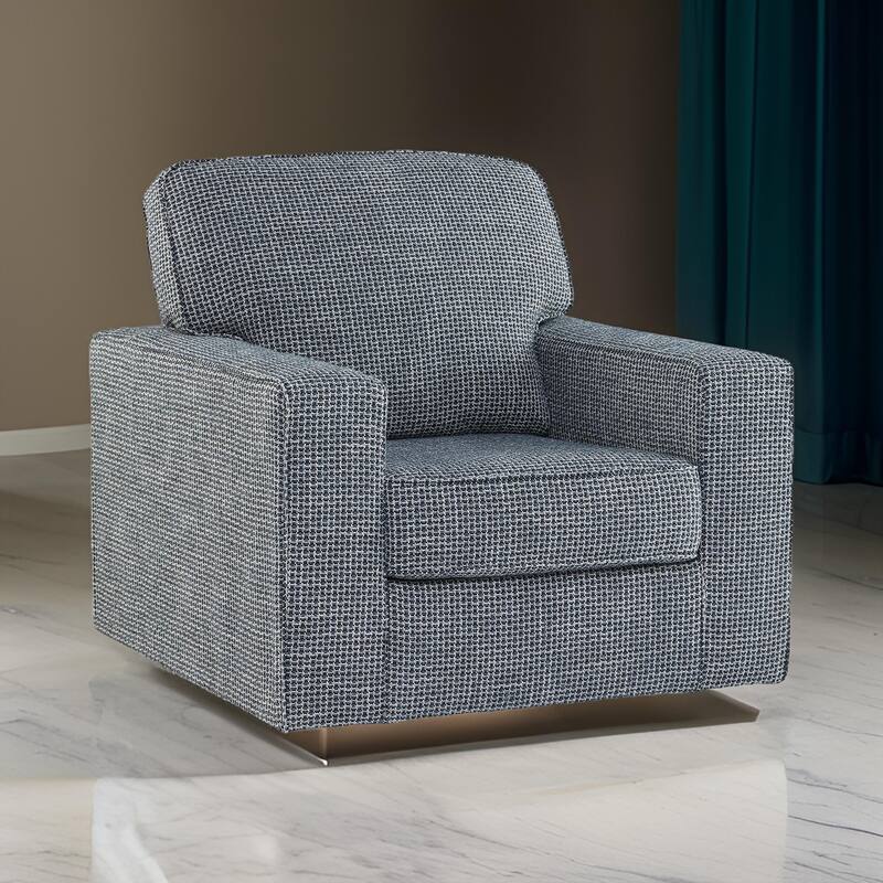 Olivia Swivel Accent Armchair, Dark Gray Crosshatch Pattern Polyester