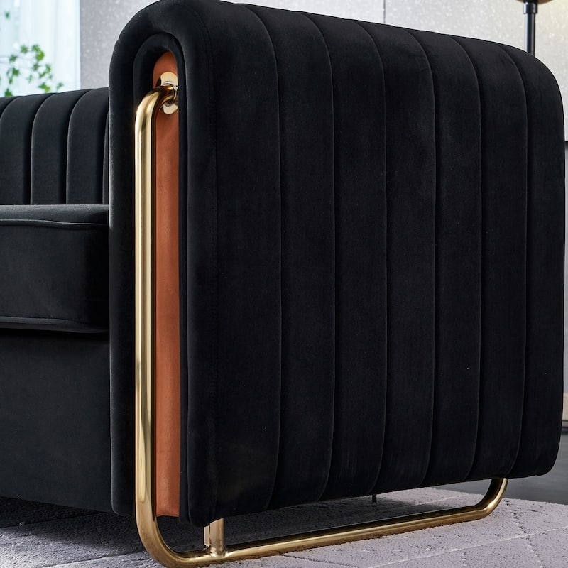 Contemporary Velvet Sofa Couch 84.25''W for Living Room