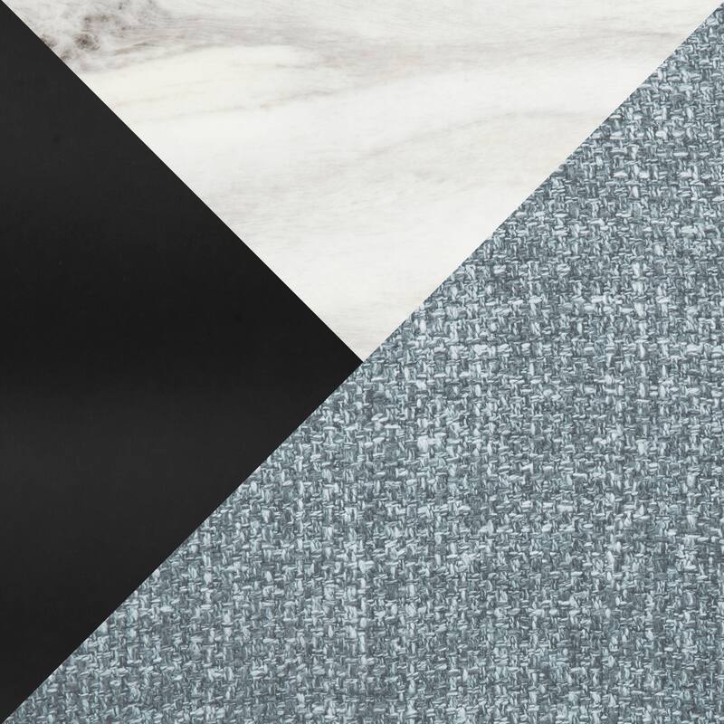 Cosmo-Fabrico Contemporary Dining Set In Black Metal, White Marble Tabletop And Blue Fabric By Lumisource - 5 Piece