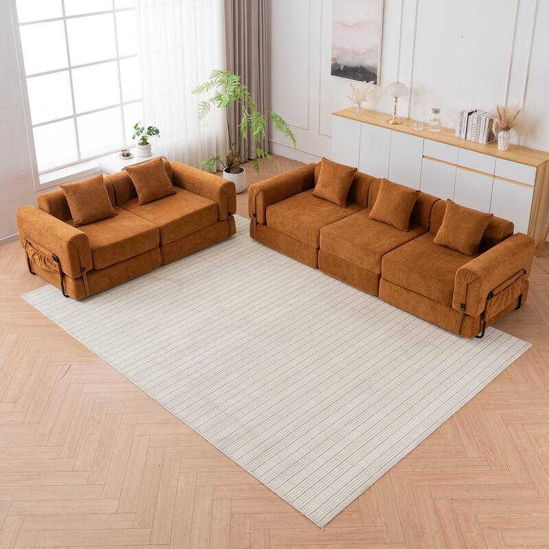 Folding Recliner Sofa 3-seater Straight Row Sectional Sofa Convertible Sleeper Sofa Bed, Fold Out Floor Couch Modular Sofa