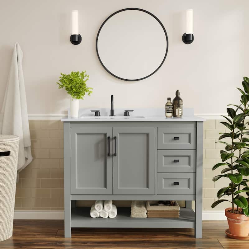 Bathroom Vanity with Sink, Open Storage, and Storage Drawers