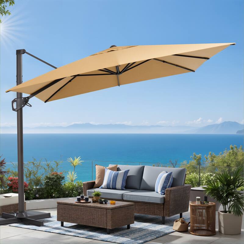 VredHom Patio Outdoor 9 FT x 11 FT Cantilever-Offset Umbrella with No Base