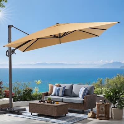 VredHom Patio Outdoor 9 FT x 11 FT Cantilever-Offset Umbrella with No Base