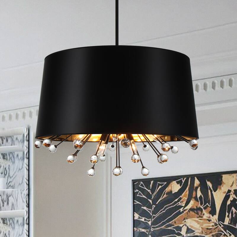 Ornate Rustic 12-Light Cone-shaped Fabric Crystal Chandelier - 30.7 in