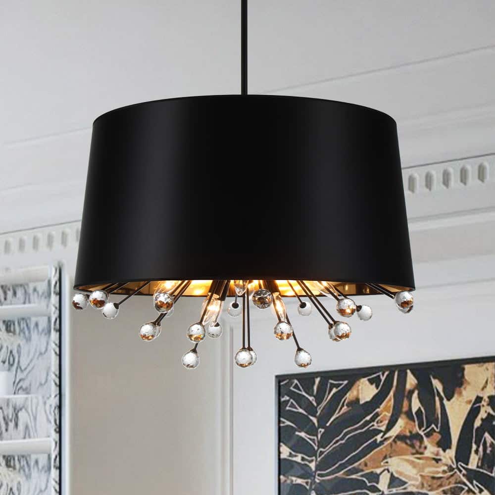 Ornate Rustic 12-Light Cone-shaped Fabric Crystal Chandelier - 30.7 in