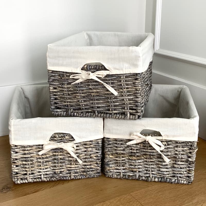 Woven Maize Grey Rectangular Storage Baskets (Set of 3)