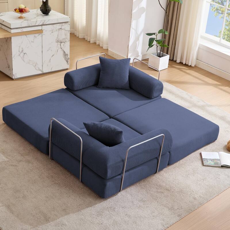Modular Couch Sofa Bed, Convertible Design with Removable Armrests,Folding Mattress Couch for Small Spaces ,No Assembly