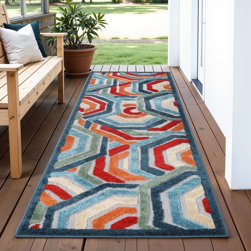 Superior Waimea Coastal Geometric Indoor Outdoor Area Rug