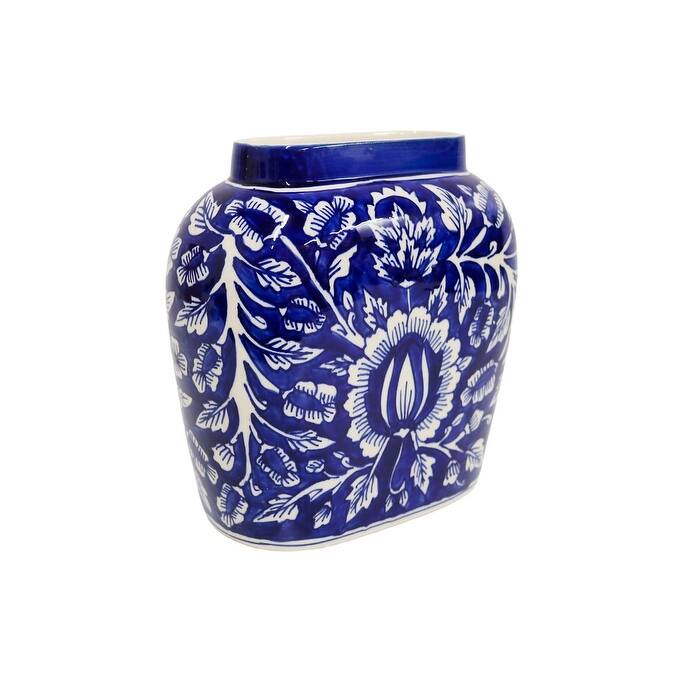Home&Manor Ceramic Large Blue Vase