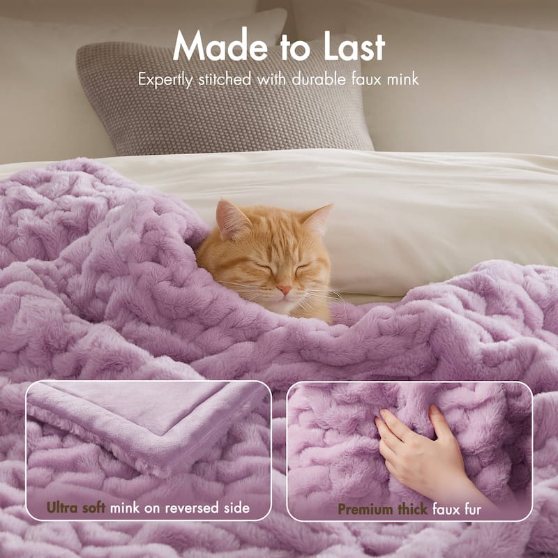 Madison Park Ruched Fur Throw