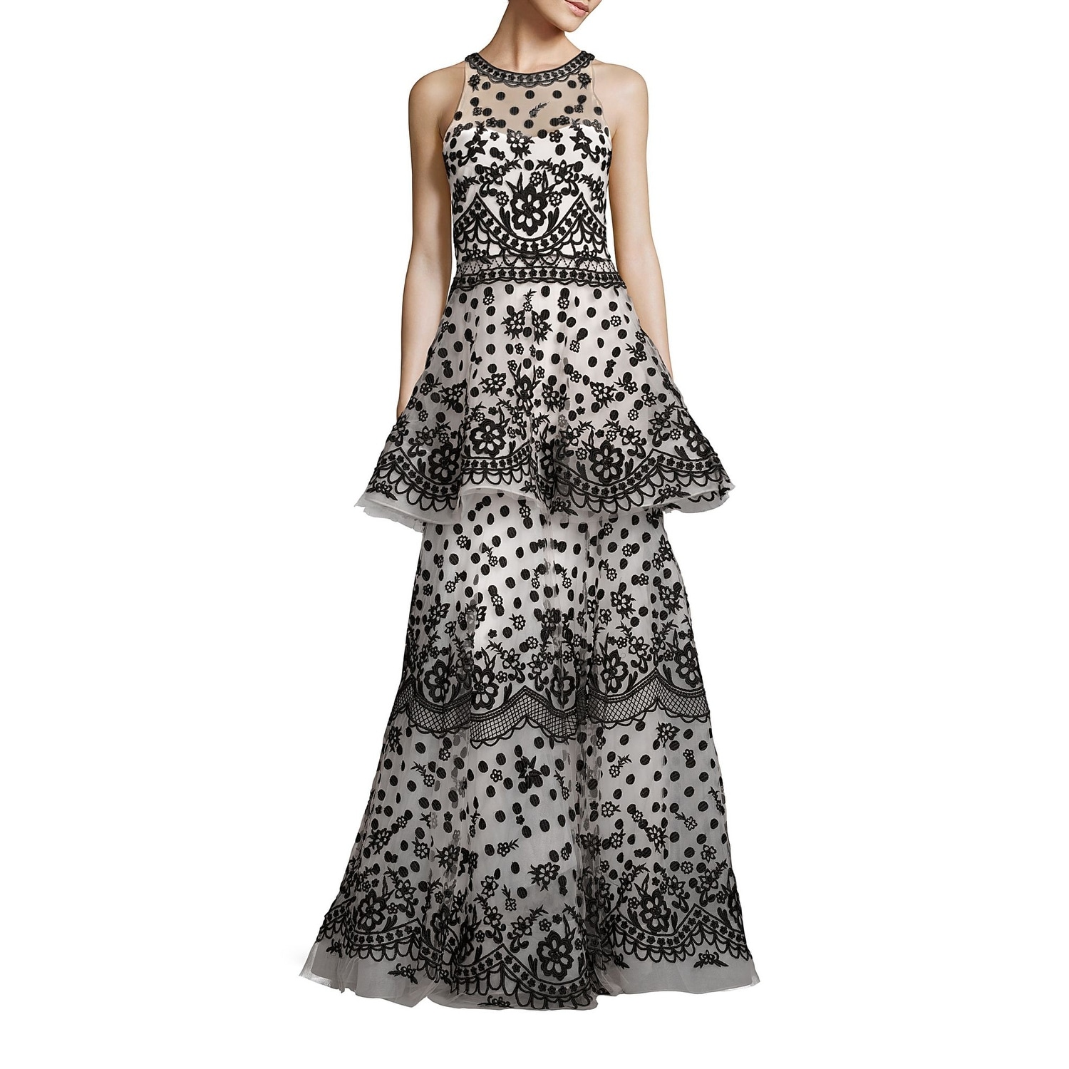 marchesa notte black and white gown