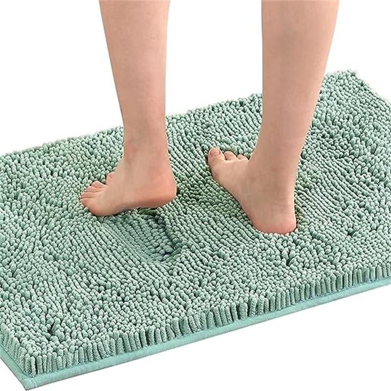Turquoise bathroom rugs, contour rug sets, extra thick bath mats, anti-slip  soft plush chenille shaggy bath mats (50 x 80cm plus 50 x 50cm u)
