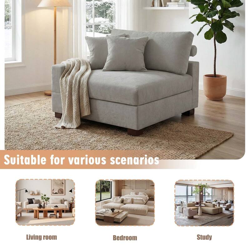 Chenille Upholstered Armless Accent Chair With Plush Cushion