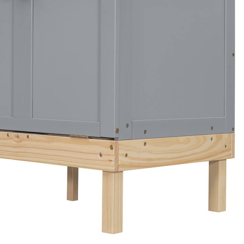 Space-Saving Queen Size Murphy Bed with Large Drawer, White/Gray Finish