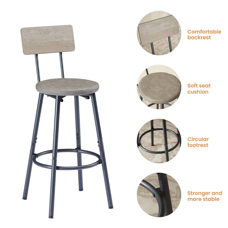 7-Piece Bar Dining Table and Chair Set, Industrial Design with 6 PU Upholstered Stools