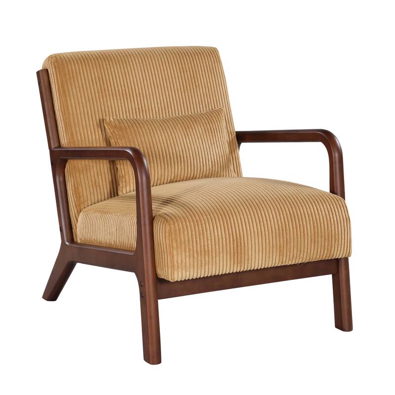 Lounge Chair with Wooden Frame - 32.25" D x 26" W x 30.5" H - Yellow