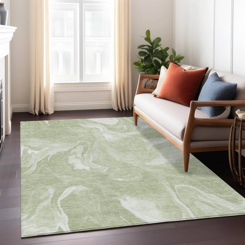 Machine Washable Indoor/ Outdoor Chantille Abstract Motion Rug