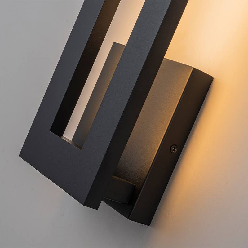 H20'' Modern Outdoor Integrated LED Wall Light 24W Matte Black Linear Sconce with Frosted Acrylic Shade Up/Down Wall Mount