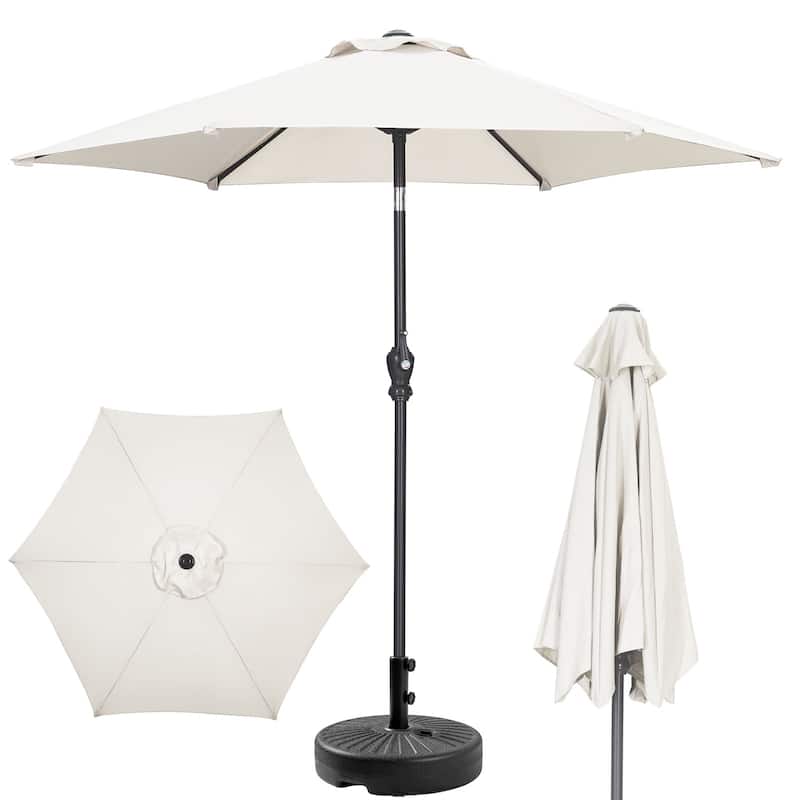 Autlaycil 7.5FT Solar Patio Umbrella with Base and Tilt,Crank
