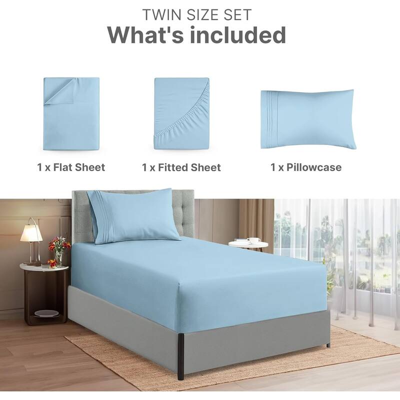 CGK Linens 4 Piece Solid Microfiber Extra Deep Pocket Bed Sheet Set