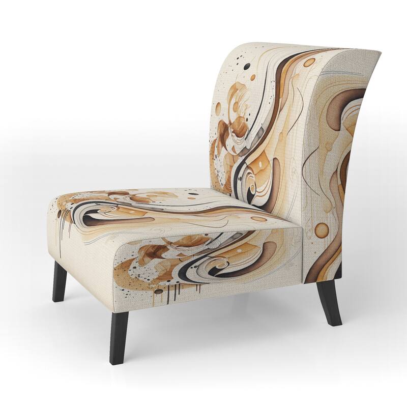 Designart "Brown And Black Movement IV" Upholstered Modern & Contemporary Accent Chair and Modern & Contemporary Arm Chair