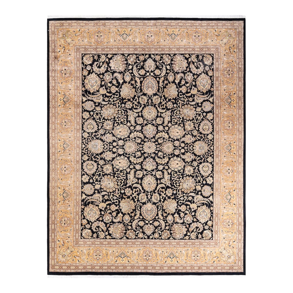Overton Handknotted Wool Traditional Oriental Black Area Rug - 8' x 10'
