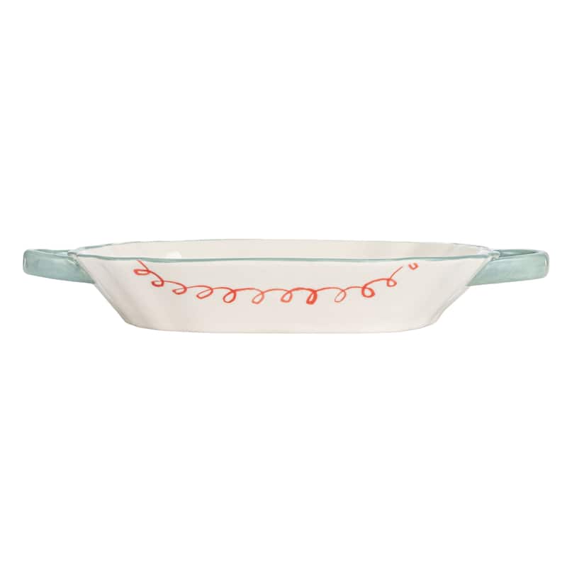 Stoneware Plate with Image in Two Styles - 9.6"L x 4.8"W x 1.3"H