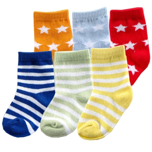 slide 1 of 1, Luvable Friends Baby Boy Newborn and Baby Socks Set, Blue Orange 0-6 Months - Blue Orange