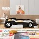 preview thumbnail 4 of 11, Black Full Size Wood Race Car-Shaped Platform Bed with Wheels