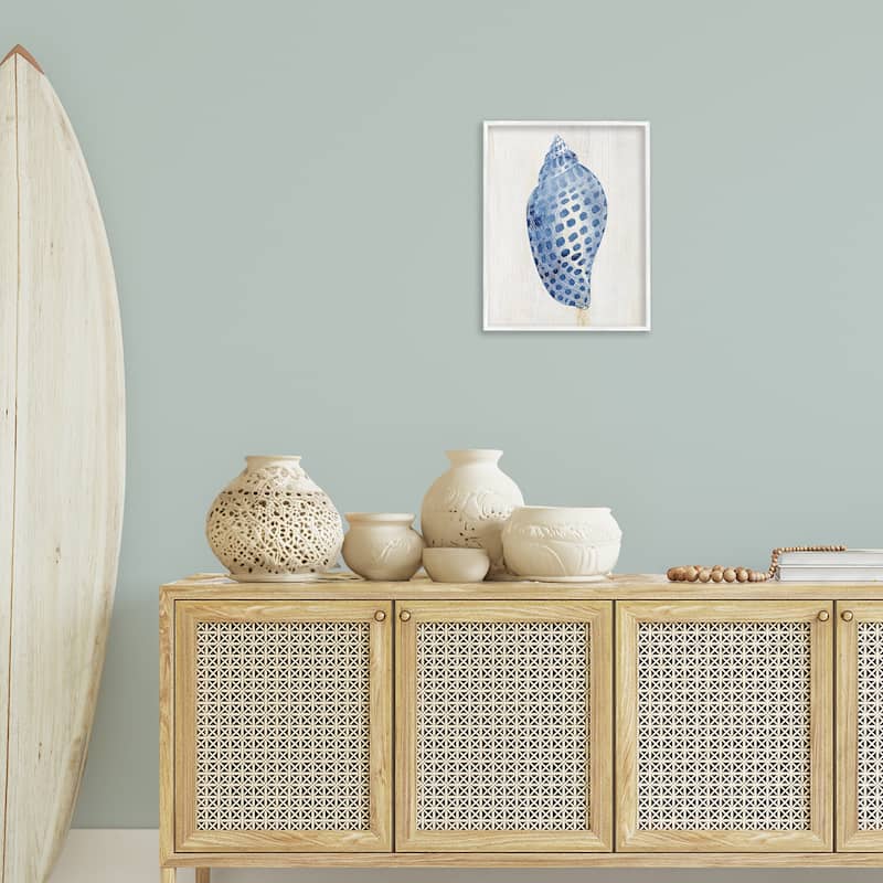 Stupell Spotted Blue Cowrie Shell Framed Giclee Art Design By Susan Arnot