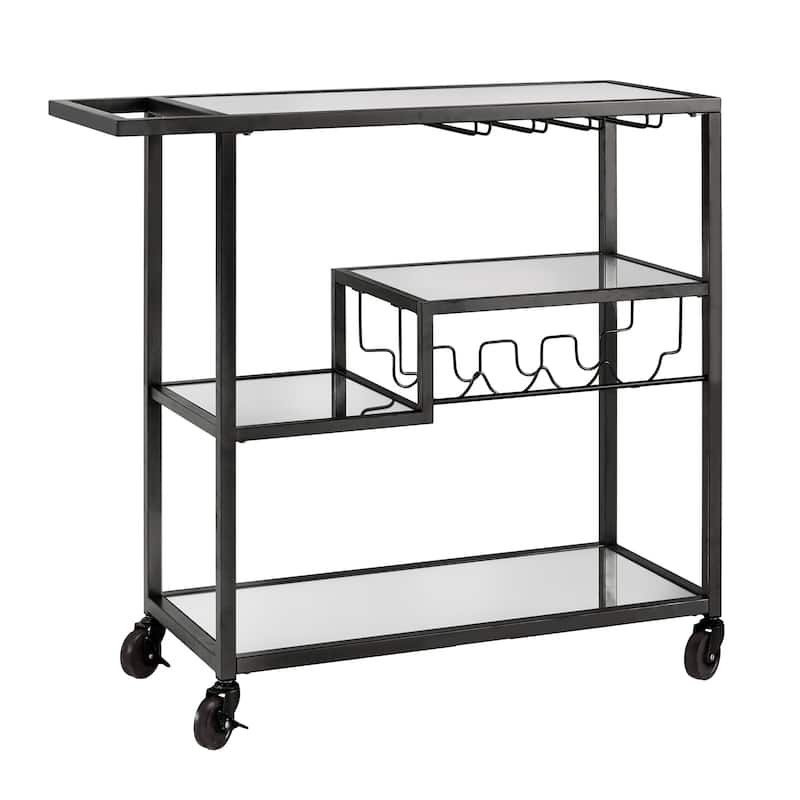 Metropolitan Mirrored Glass Top Metal Bar Cart by iNSPIRE Q Bold - Dark Grey