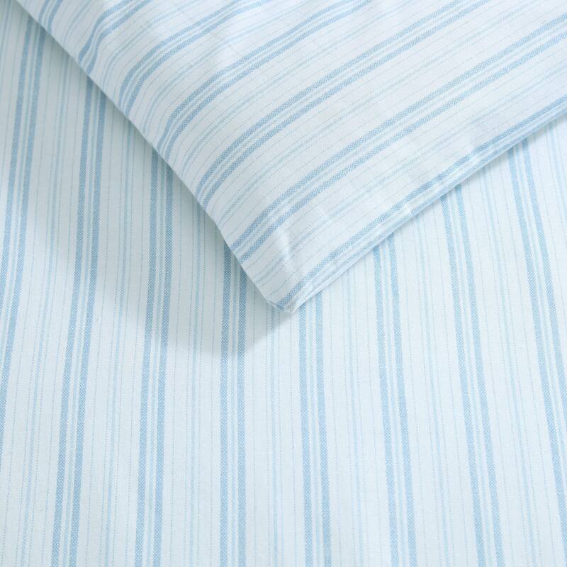 Laura Ashley Dilly Dally Stripe Reversible Cotton Blue Comforter Set