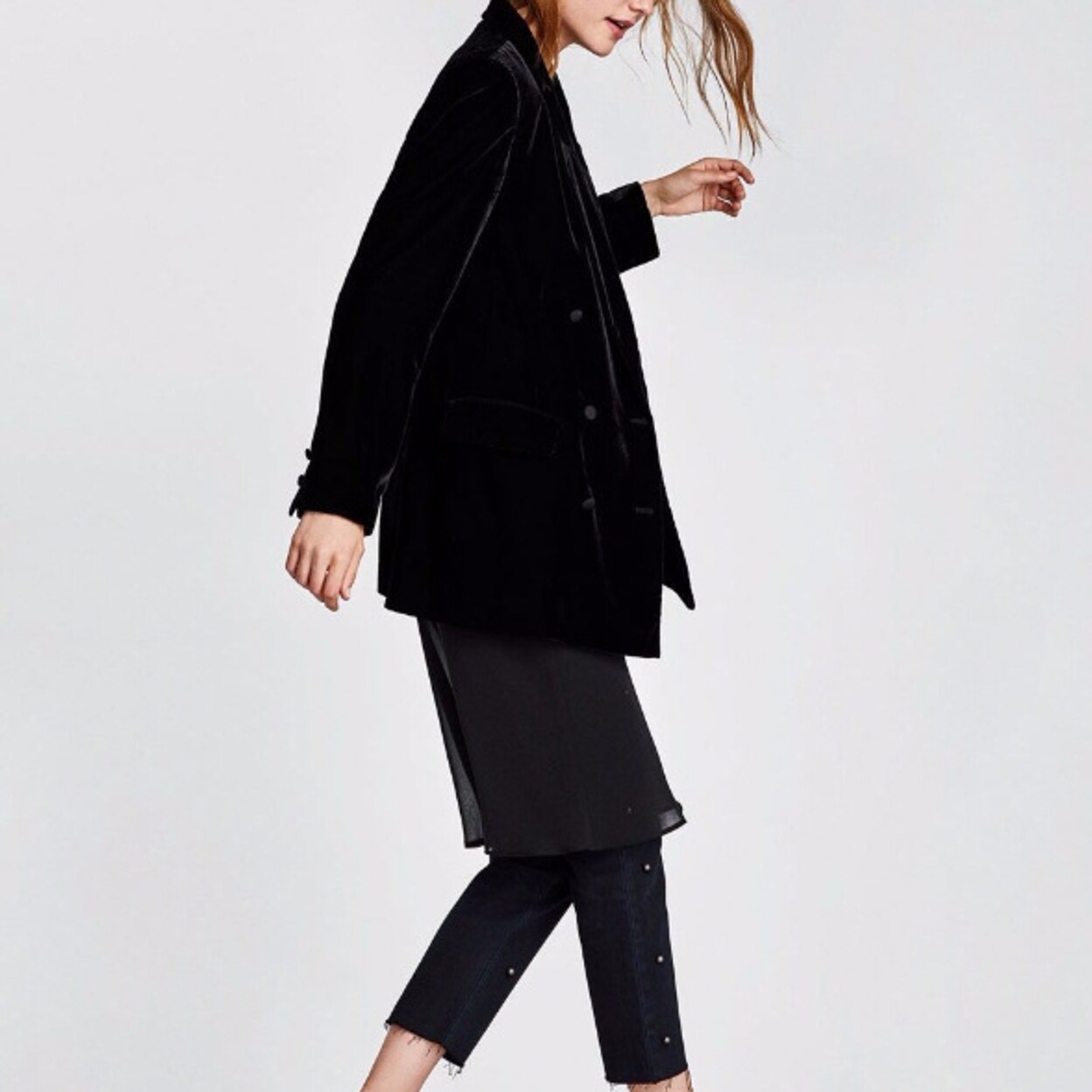 Shop Women S Suit Jacket Solid Color Double Breasted Velvet Casual