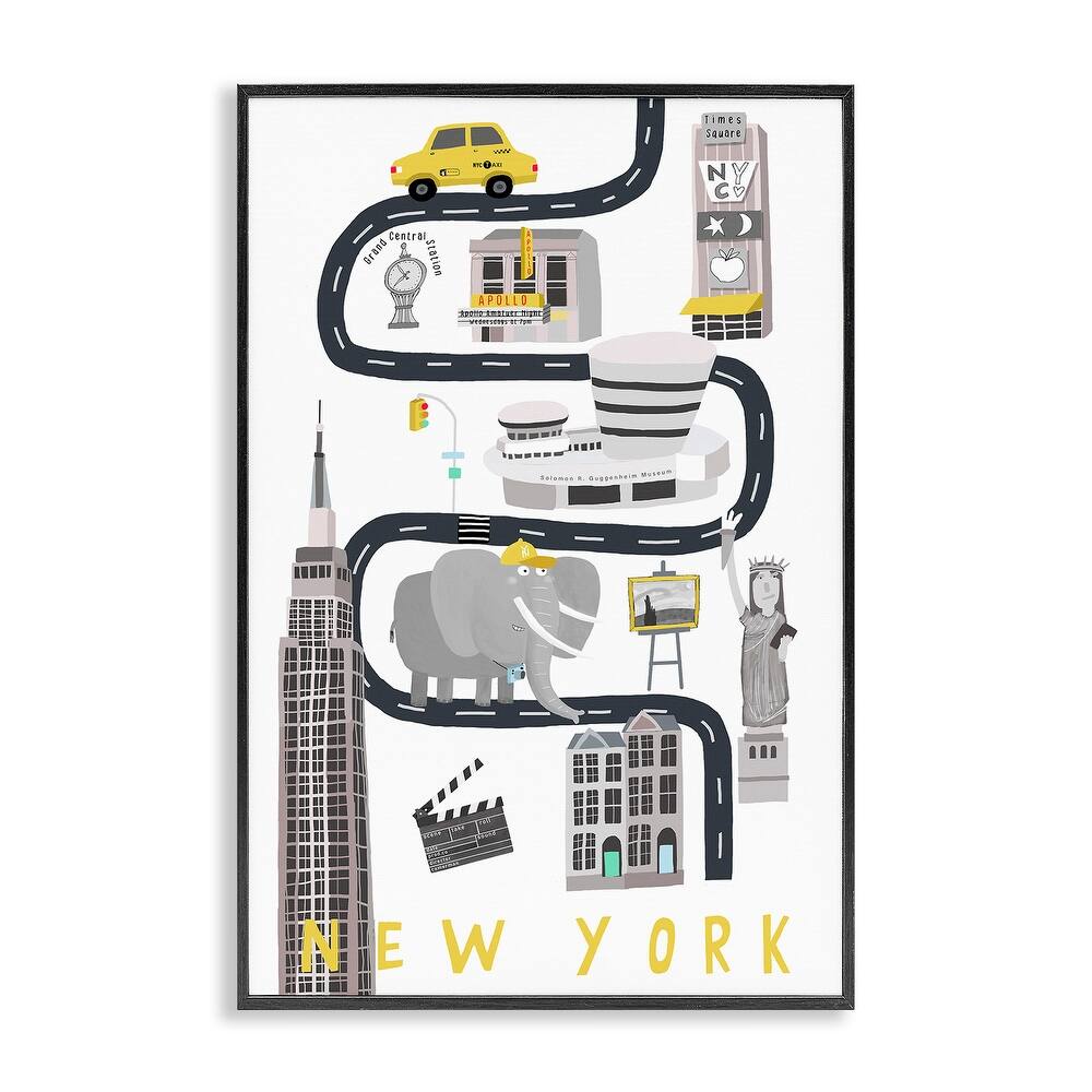 Stupell New York Whimsical Travel City Framed Giclee Art Design By Carla Daly