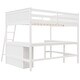 preview thumbnail 30 of 55, Full Size Wooden Loft Bed with Desk and Shelves, Space-Saving Design