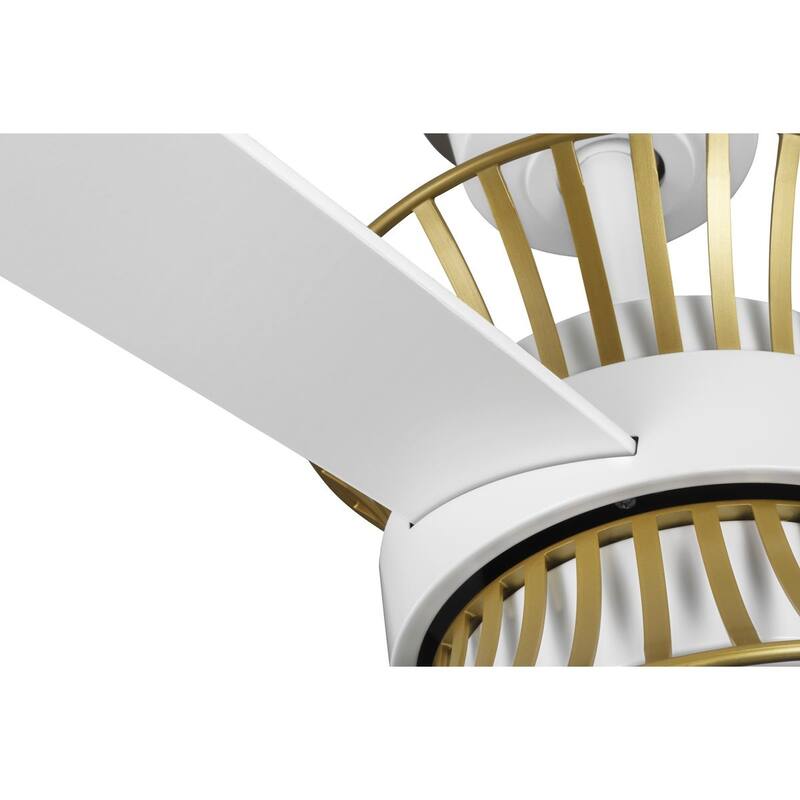 Bisbee Collection 55-in Three-Blade Matte White Global Ceiling Fan with Brushed Gold Accent - 55.3125 in x 55.3125 in x 14.75 in