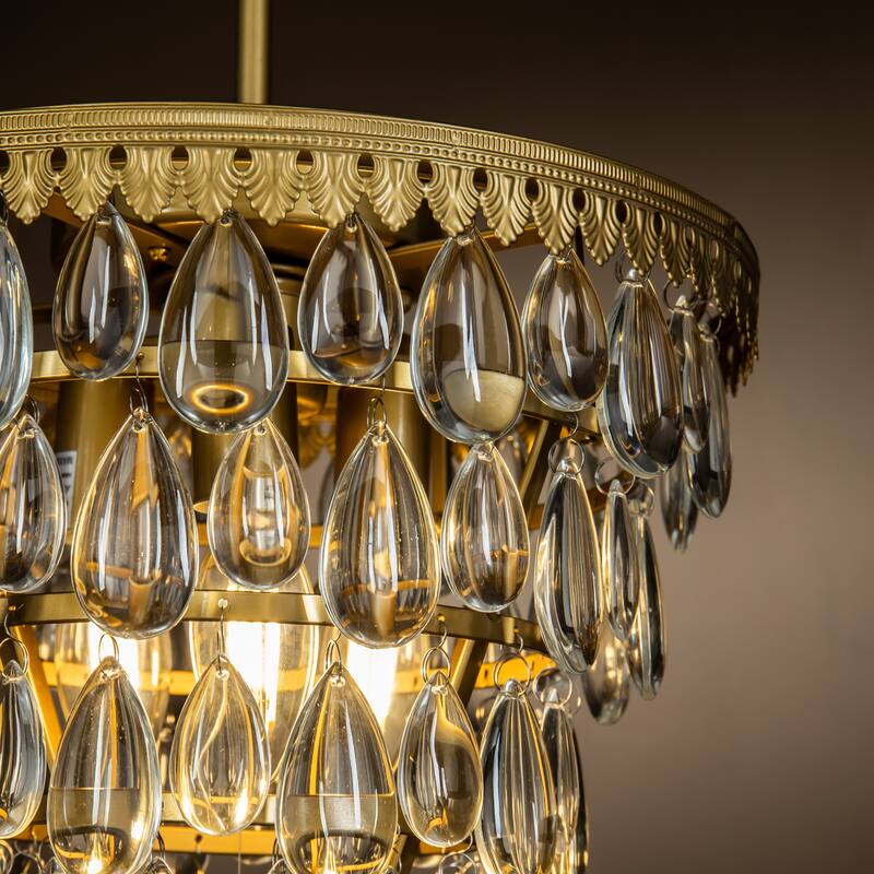 3 Light Glam Crystal Tier Pendant Chandelier