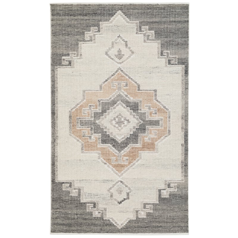 Terra by Obeetee Leah Karabagh Gray Rug - Cream/Onyx - 2' x 3'