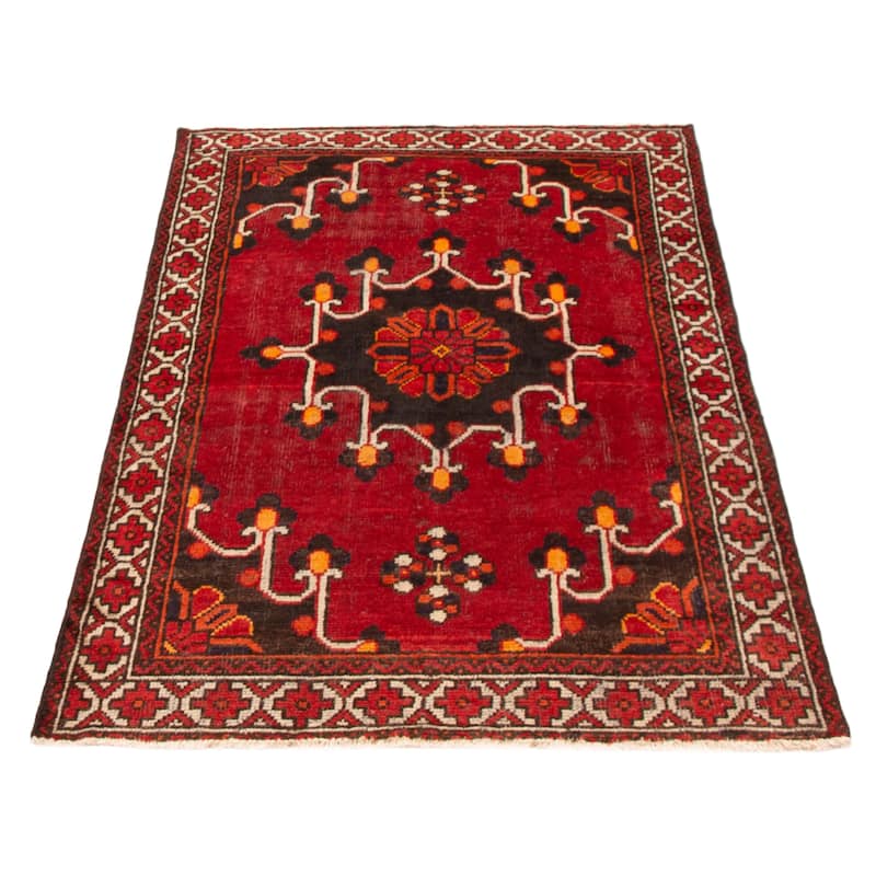 ECARPETGALLERY Hand-knotted Andelz Dark Red Wool Rug - 3'9 x 6'4