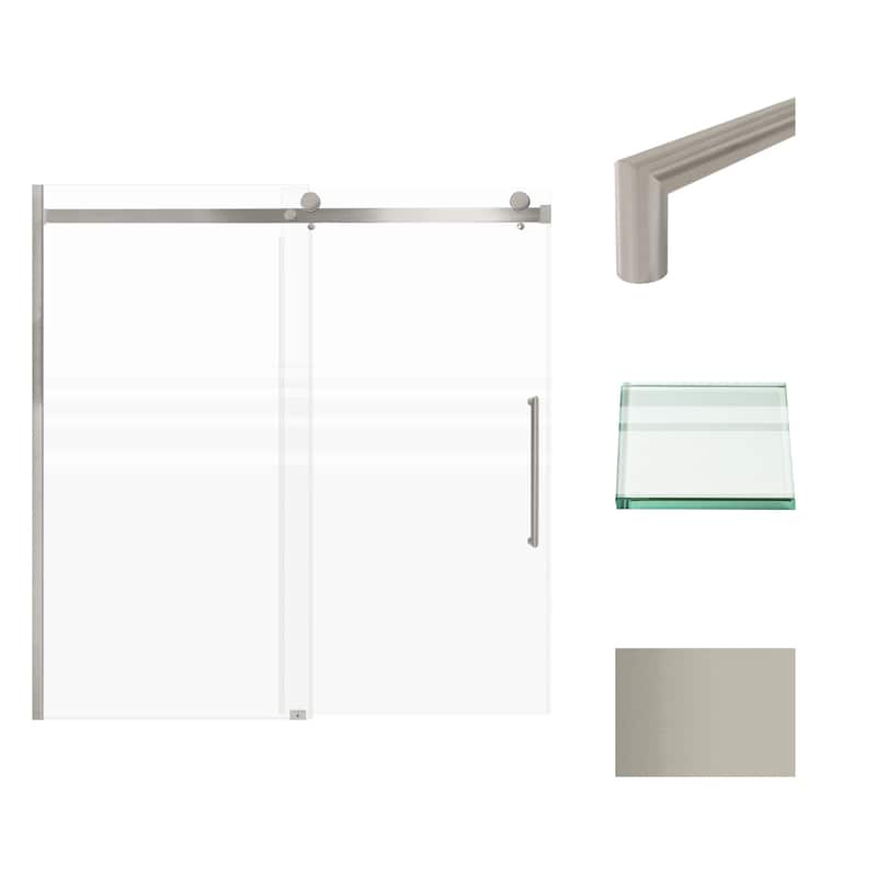 Madeline 60 in. W x 60 in. H Sliding Frameless Shower Door with Fixed Panel with Frosted Glass - 56-60-in W x 60-in H