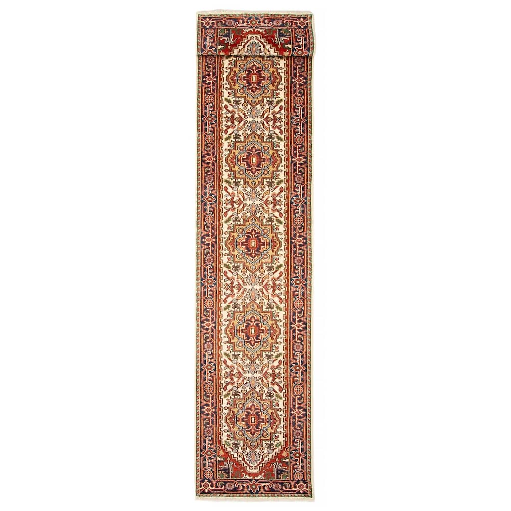 ECARPETGALLERY Hand-knotted Serapi Heritage Cream Wool Rug - 2'7 x 17'9
