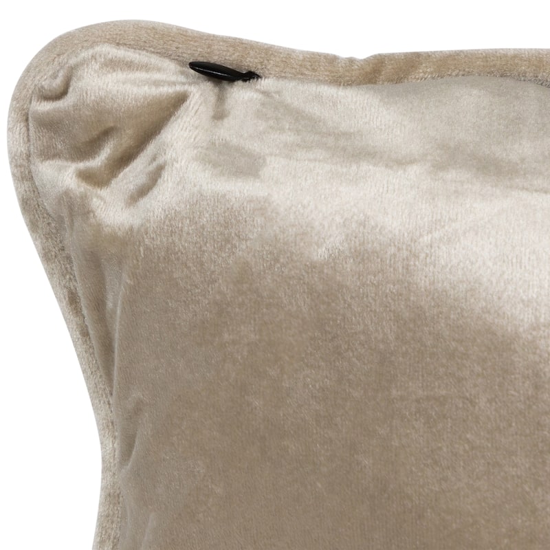 17" Solid Taupe Plush Square Throw Pillow with Piped Edges