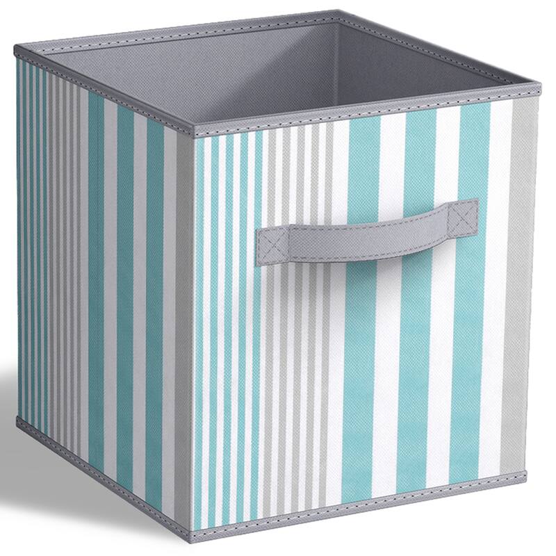 Sorbus 11" Foldable Storage Cube Basket - Single Pack - 10.5" L x 10.5" W x 11" H - Aqua Lined