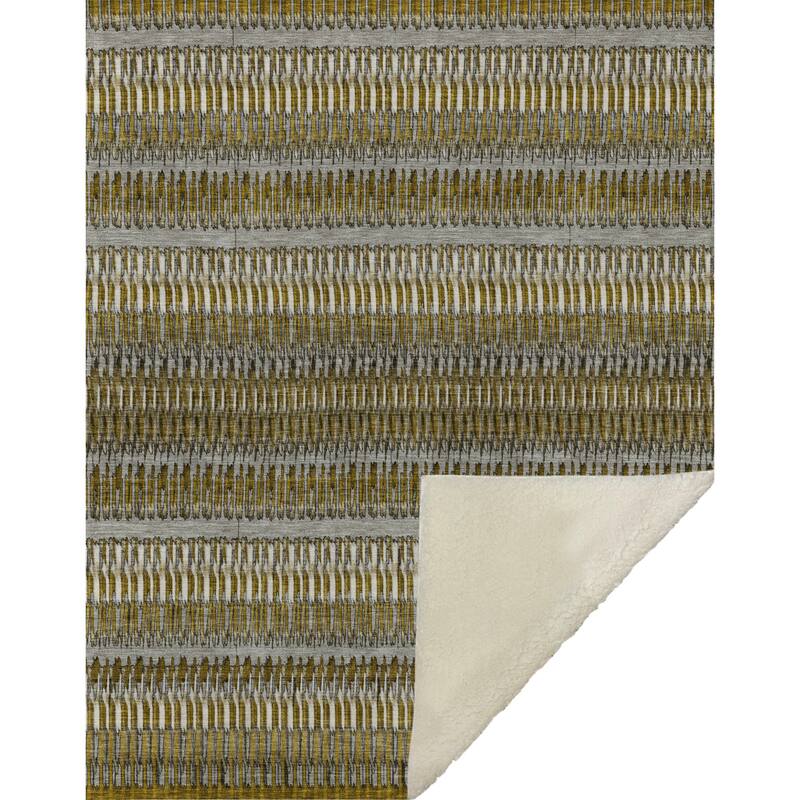 Premium Machine Washable Geo Stripes Sherpa Throw Blanket