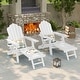 preview thumbnail 25 of 54, Bonosuki 2-Piece Folding Adirondack Chairs with Retractable Ottoman, Fire Pit Patio Chair with Cup Holder White