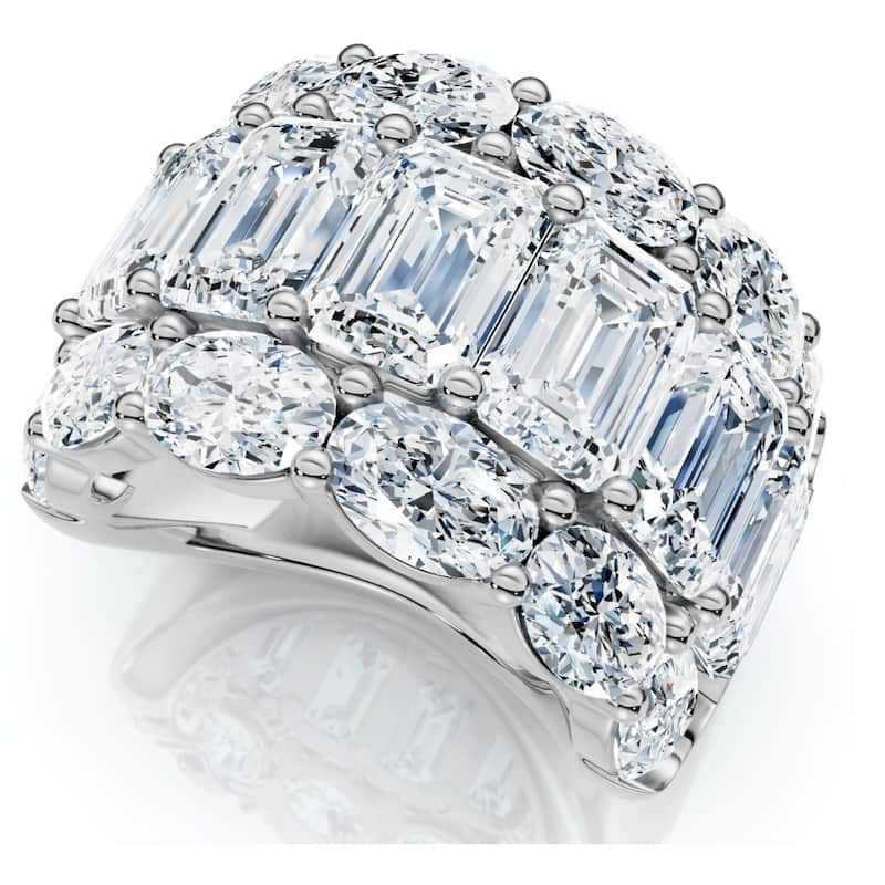 12.30Ct Diamond Wide Fashion Ring Emerald & Oval Cut Gold Lab Grown Band