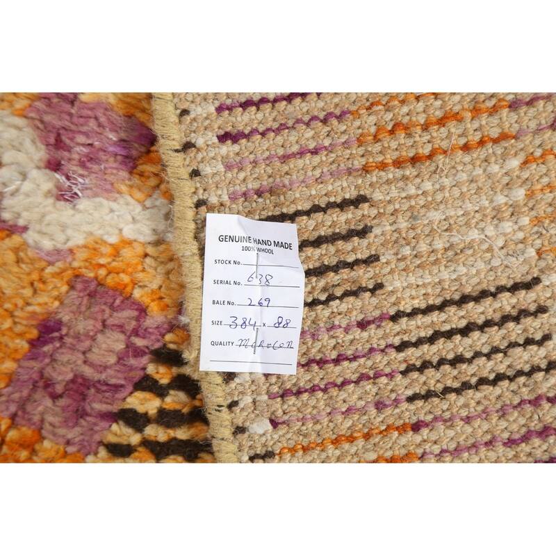 Checkered Modern Moroccan Oriental Runner Rug Hand-knotted Wool Carpet - 2'11" x 12'11"