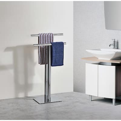 Metal Modern Free-Standing Towel Rack Stand, Chrome