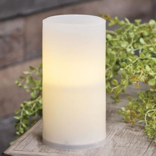 Warm Light White Timer Pillar Candle 3x6